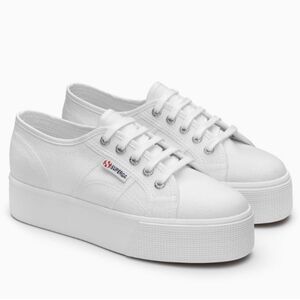 Superga White Platform Canvas Sneakers